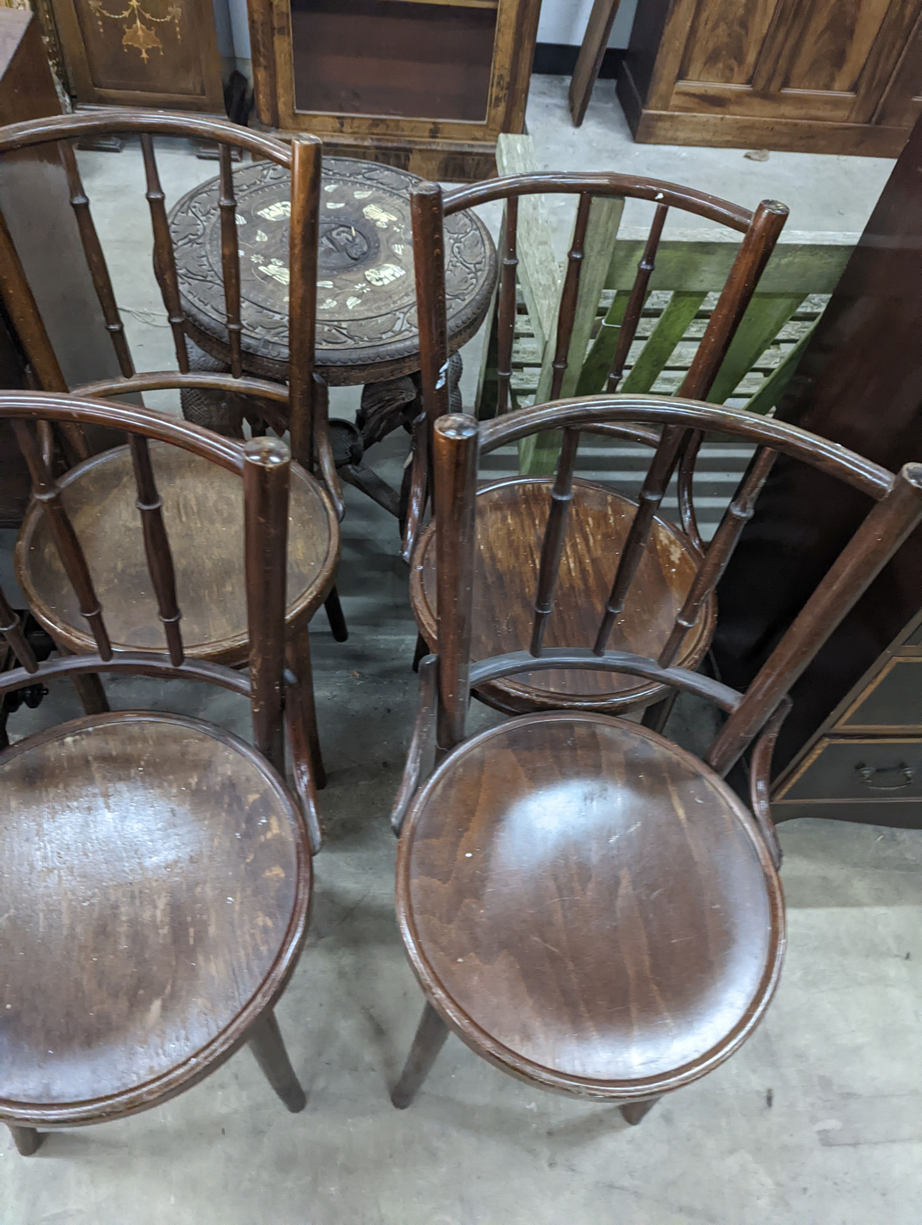 A set of four Czechoslovakian bentwood chairs